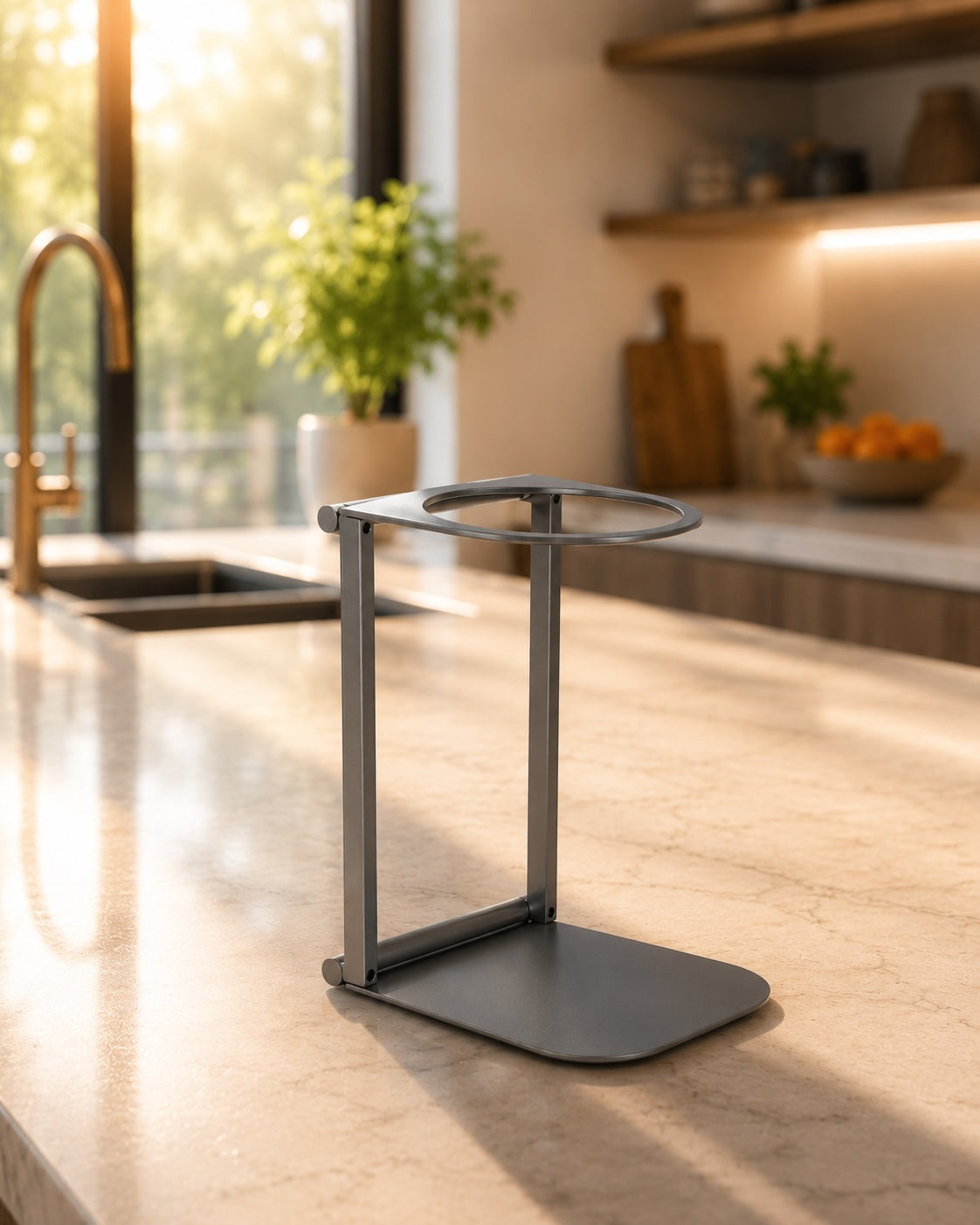 Support pliable pour machine à expresso portable coloris argent, café nomade